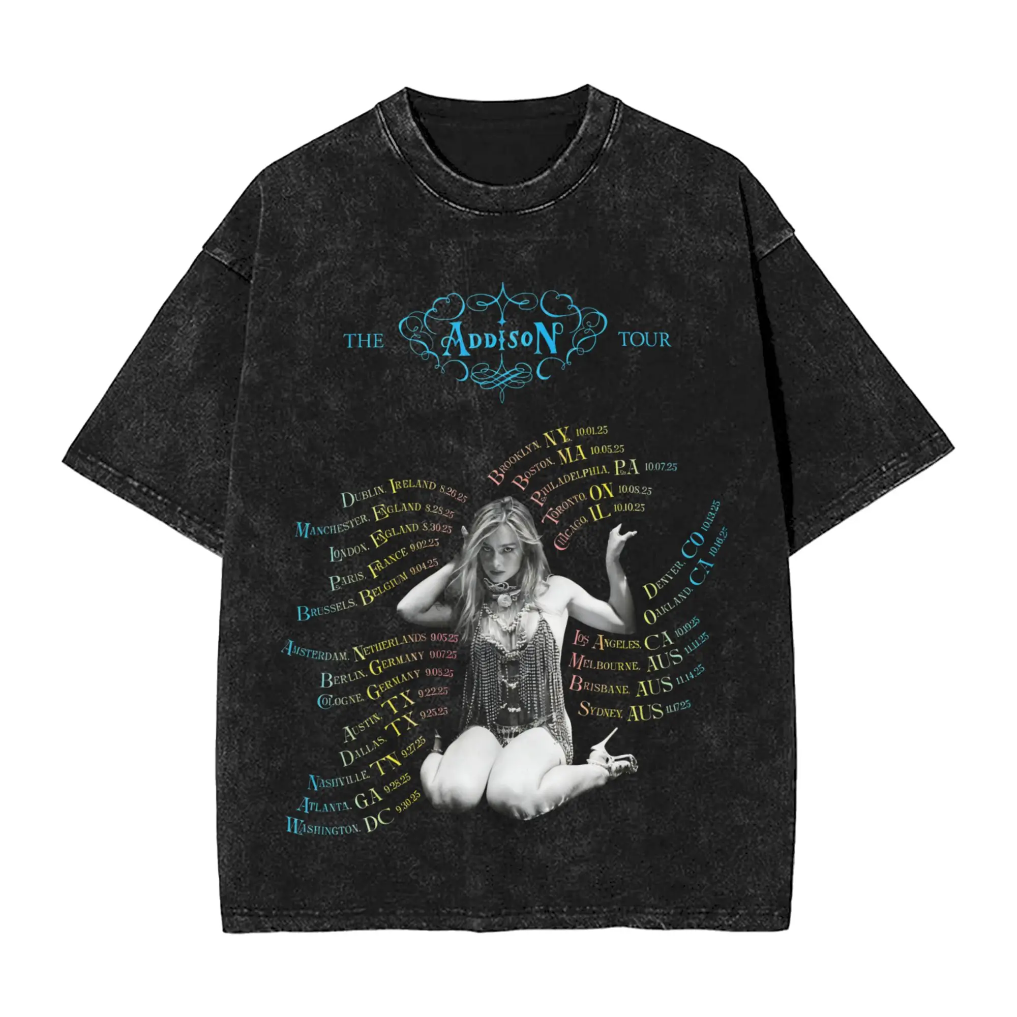 المغني أديسون راي جولة حول العالم تي شيرت الهيب هوب غسلها 100% القطن Harajuku تي شيرت الجدة الرجال النساء بلايز الشارع الشهير بلايز تيز #1
