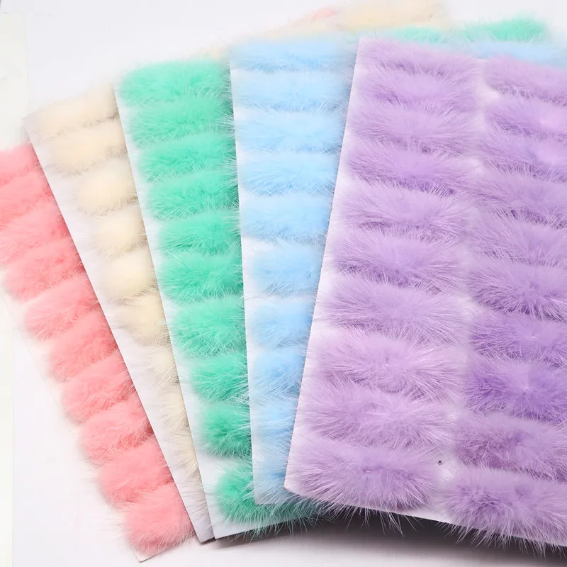 5/40pcs Fur Pompom Bowknot 2-3cmX6-7cm Soft Mink Pompoms DIY Material Hair Bow Tie Accessories Clothing Hats Supplies