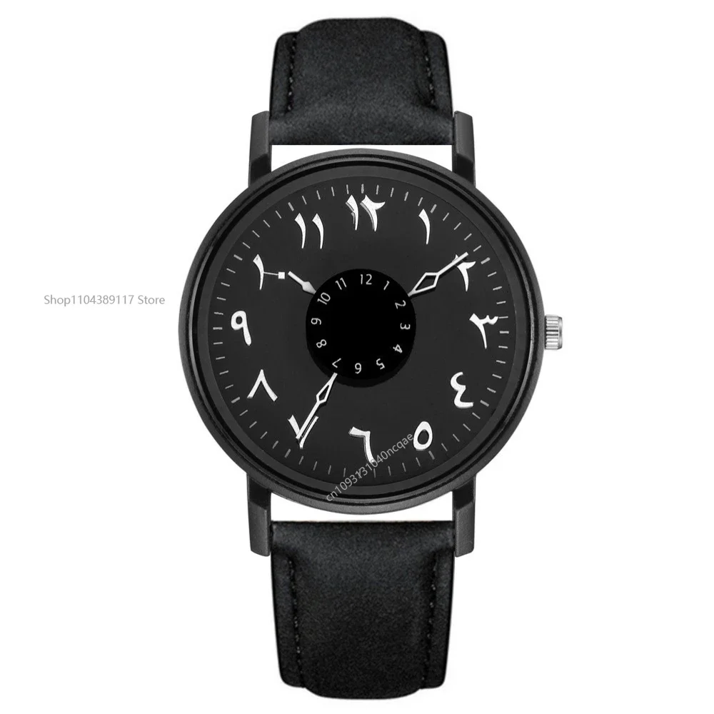 แนวคิดใหม่ยอดนิยมบุคลิกภาพย้อนกลับผู้หญิงและชายนาฬิการุ่นที่เรียบง่ายสีดําสีขาวคู่เข็มขัดนาฬิกาข้อมือควอตซ์