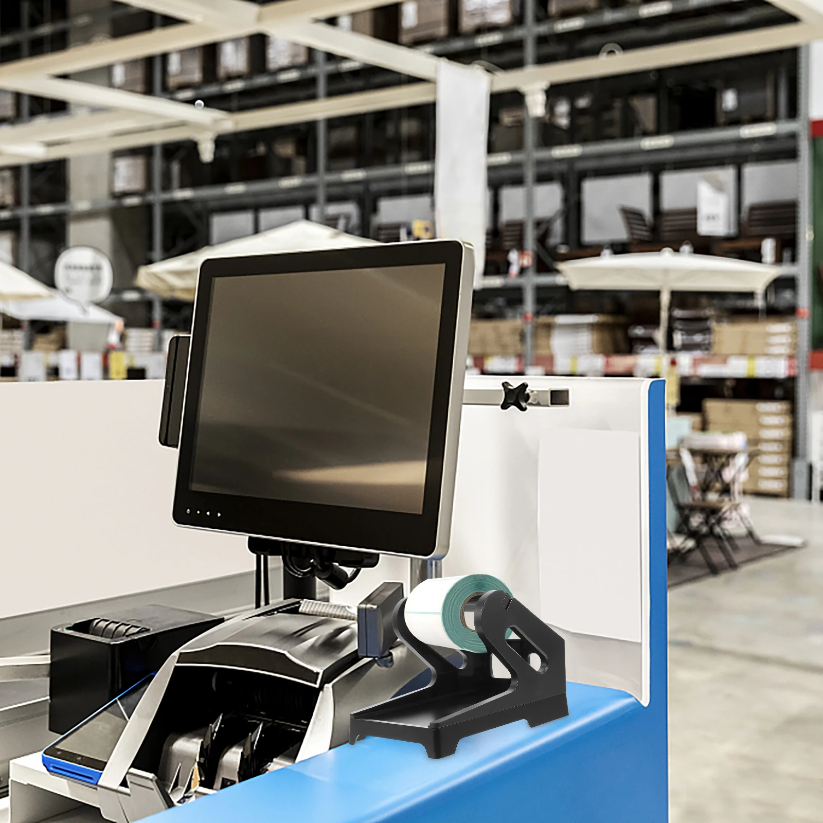 

1Pcs Dual Use Label Box Holder for Desktop Label Printers Compatible with Roll Labels Fan-Fold Paper Multi-Function Thermal