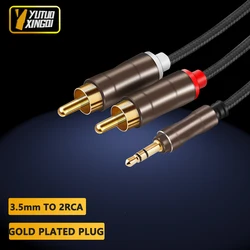 3.5mm para 2RCA Duplo Lotus Áudio Cabo Adaptador Telefone Conexão Áudio 3.5mm Jack Male To Rca Vídeo Av 3.5mm C Splitter