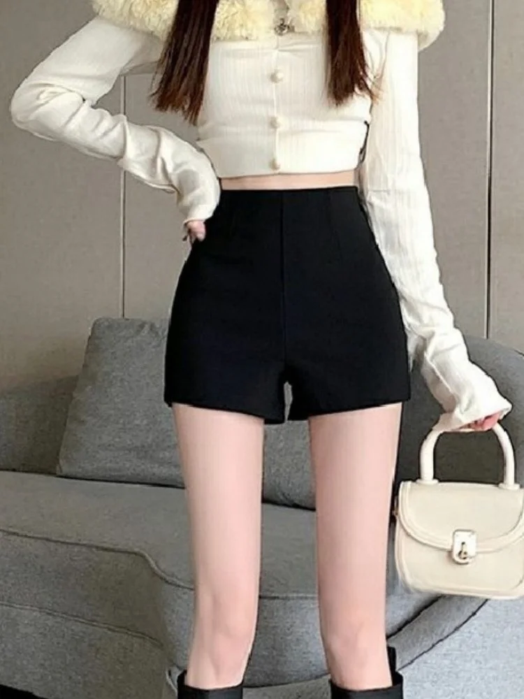 Pantaloncini a Vita Alta Bla per Donna, Nuovi Pantaloni Invernali Elasticizzati Aderenti, Strato Base, Taglio Dritto e Slim Fit