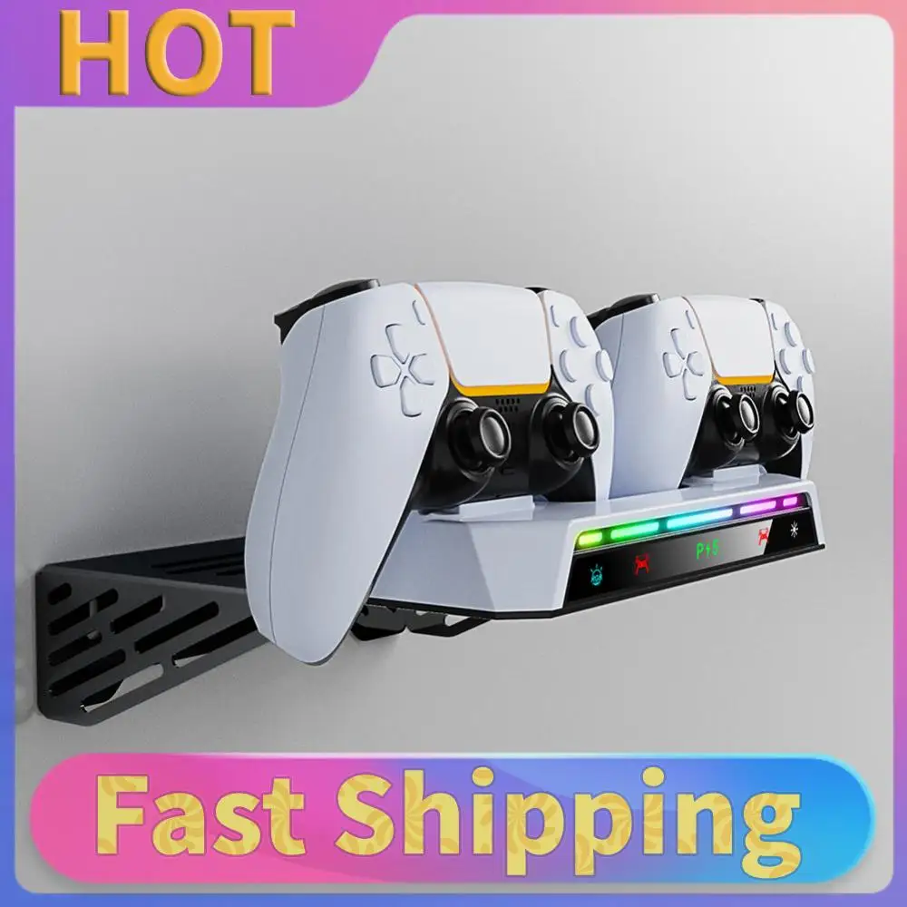 

Wall Mount Kit with Charging Station RGB Light Wall Bracket W/ Headset Holder Wall Stand for / Slim Disc & Digital Console