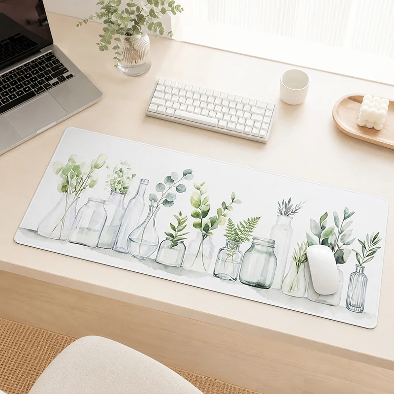 Mouse Pad Gamer Glass Vase Botanical Flowers XL Home HD Mousepad XXL Carpet Natural Rubber Soft Non-Slip Gaming laptop Mice Pad