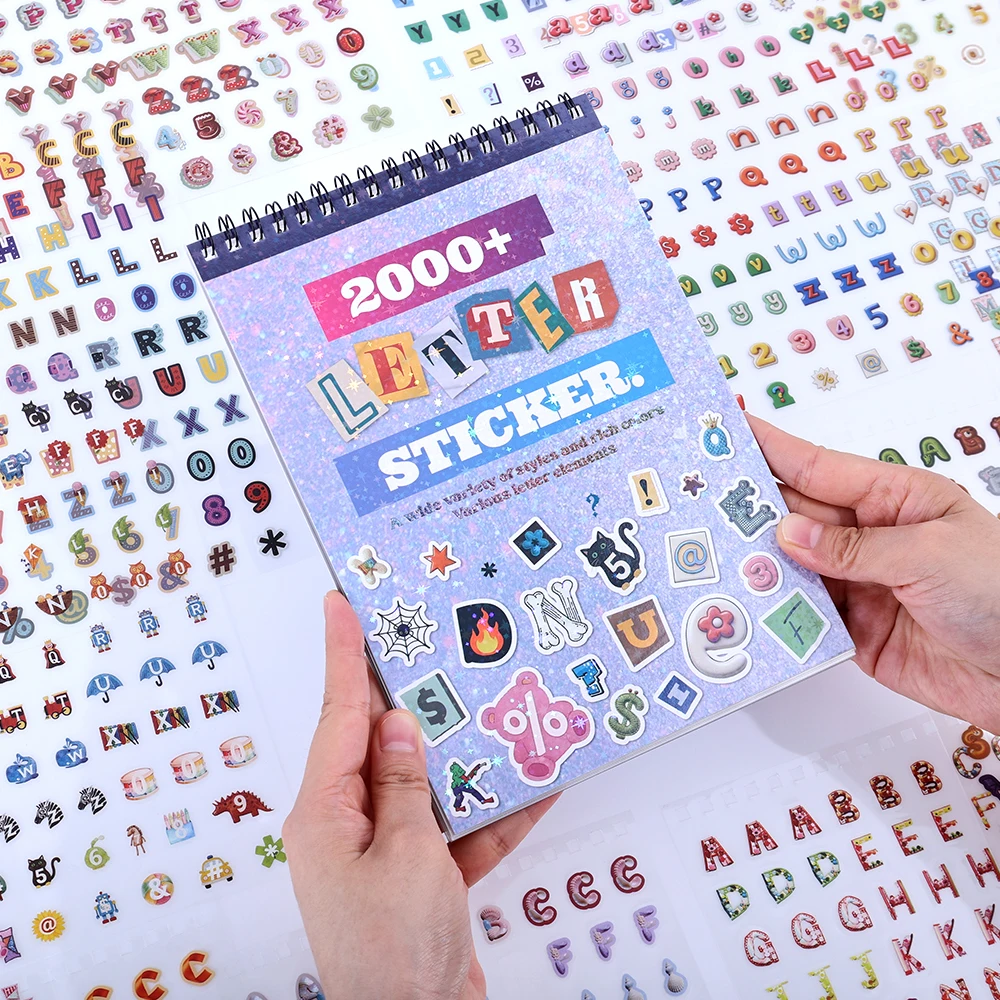 2000+ Pcs Alphabet Stickers Waterproof Colorful PET Letters with Tweezer Tool For Journaling Crafts for Labeling Decoration