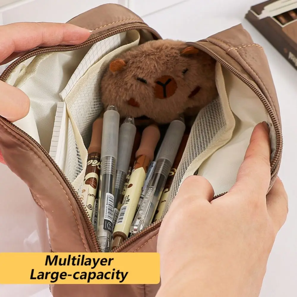 Portable Multilayer Pen Bag Dirt-resistant Large-capacity Pen Box Washable Stationery Organizer School Office