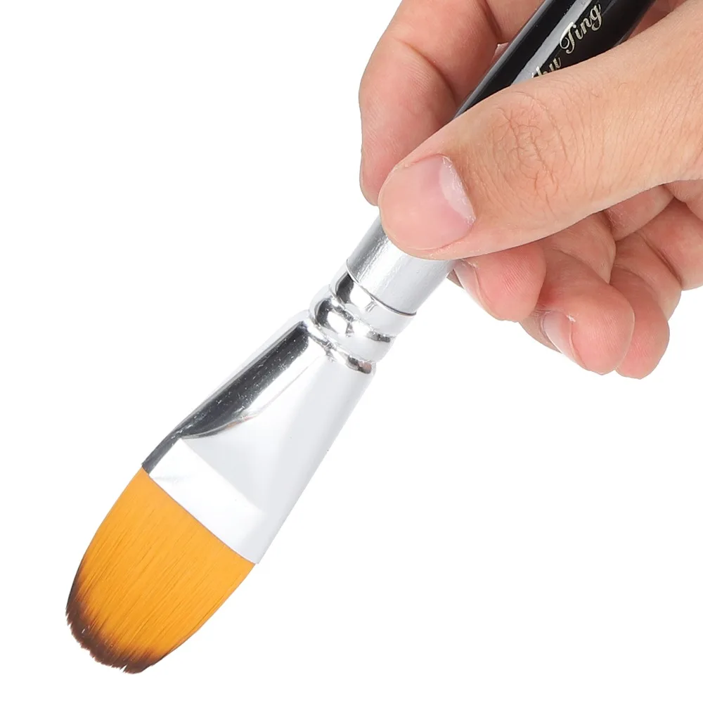 8PCS Nylon Filaments Paint Brush Set Round & Flat Tips Firm Texture Nylon Paint Brushes Wood Handle Artist Brush Kit