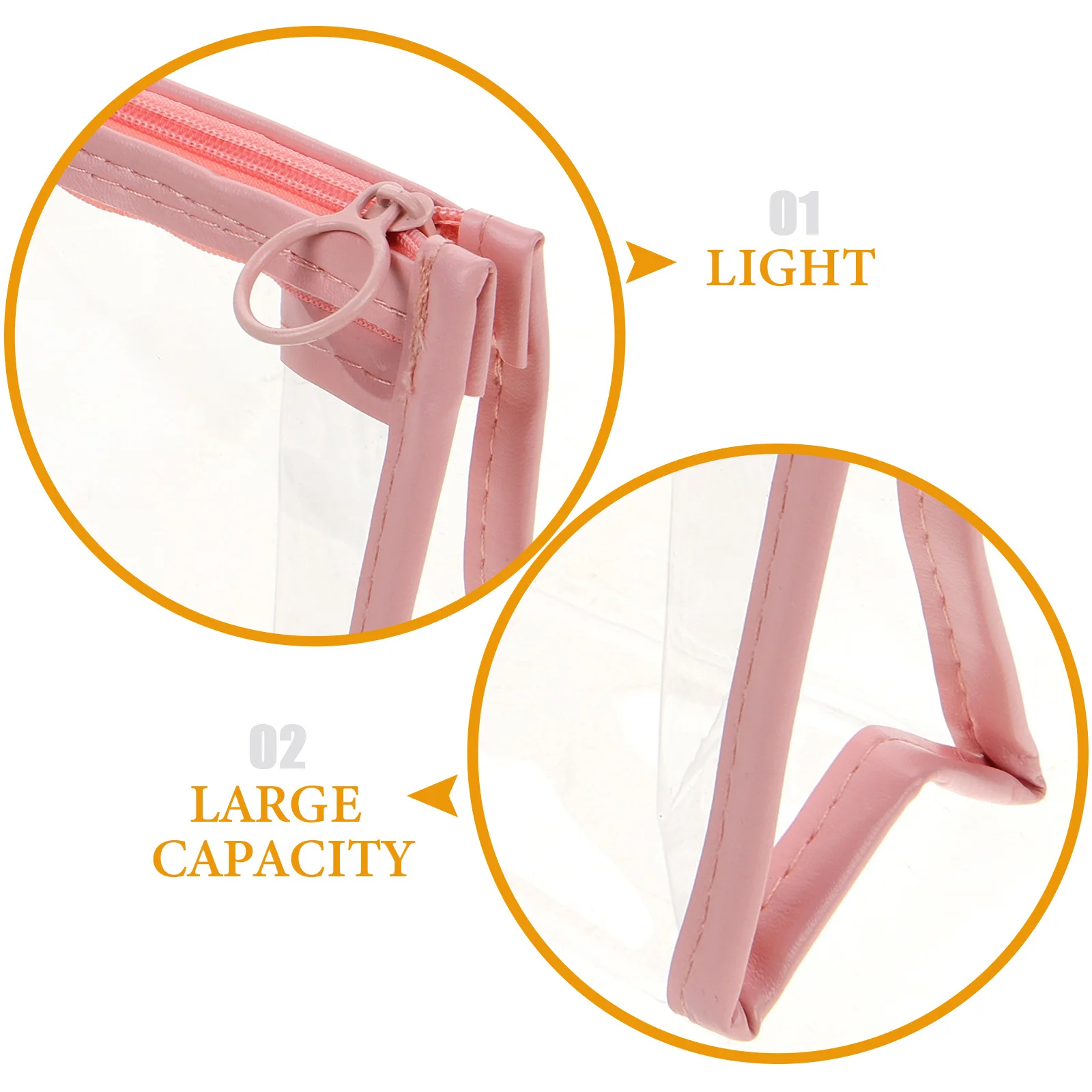 

Clear Bag Portable Makeup Zipper Pouch Waterproof Travel Toiletry Organizer for Women Lightweight Reusable PVC Makeup