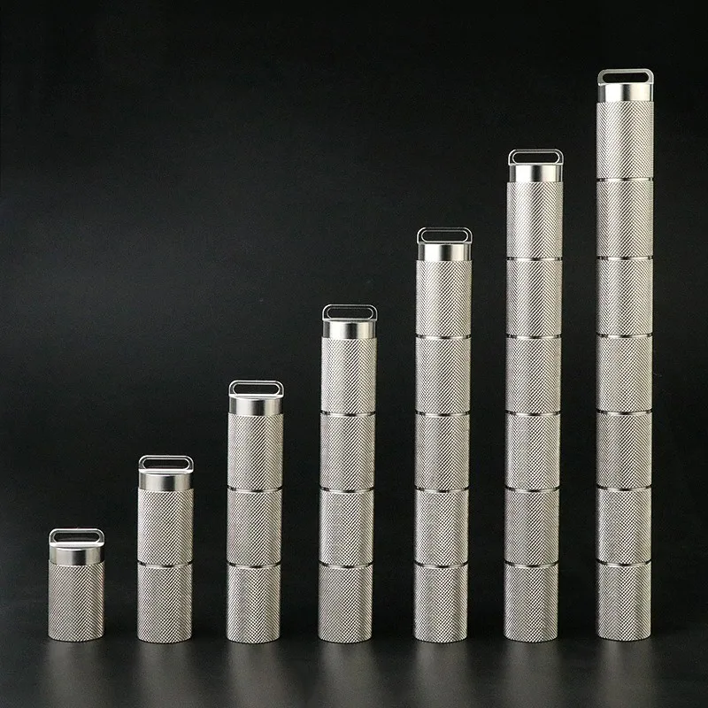 Titanium Alloy Sealed Capulle Pill Storage Bottle  Multi Layer Sealed Bottle Waterproof Outdoor EDC First Aid Tool with Necklace
