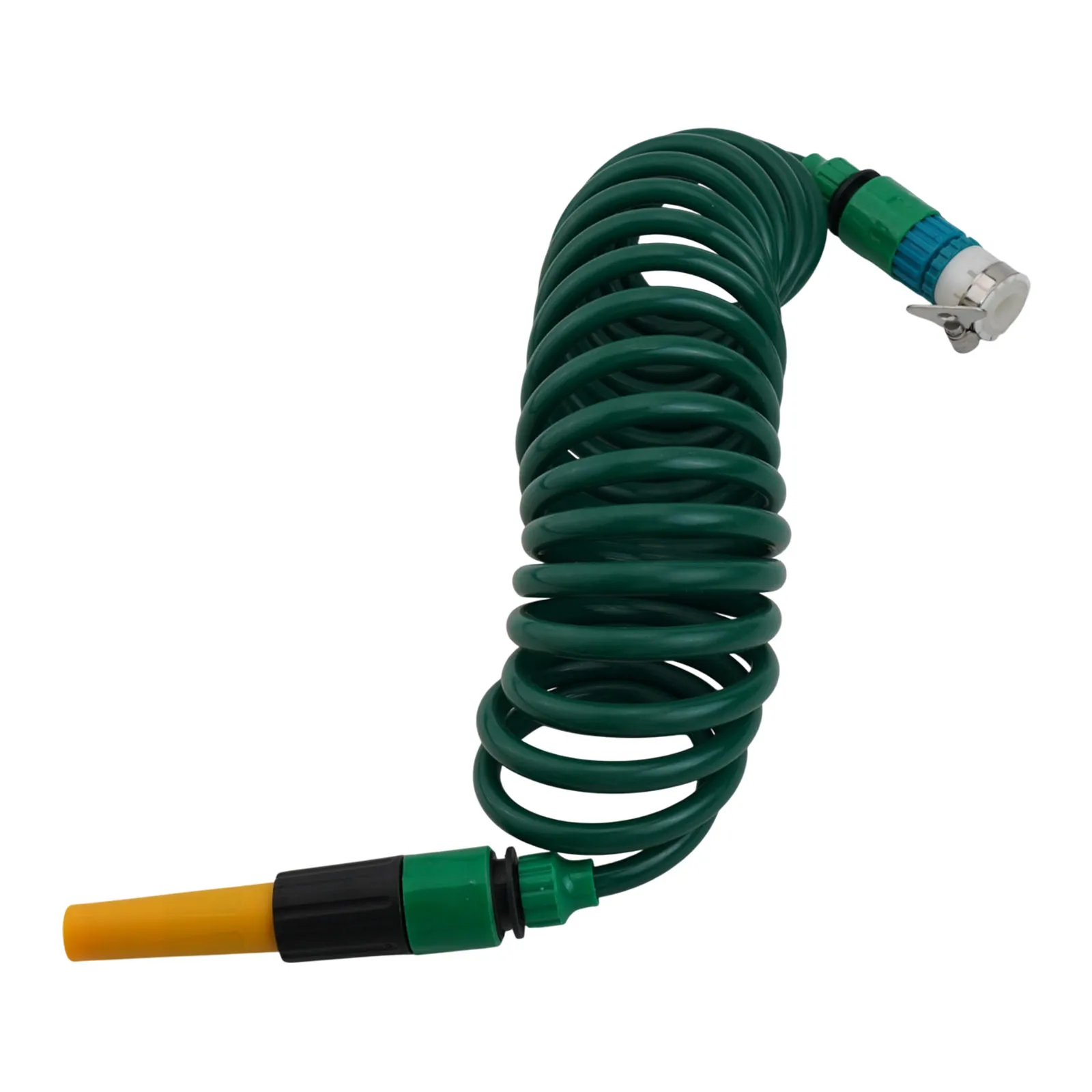 Flexible Retractable Coil Water Hose with Adjustable Spray Head and Quick Connector for Garden Irrigation and Vehicle Washing