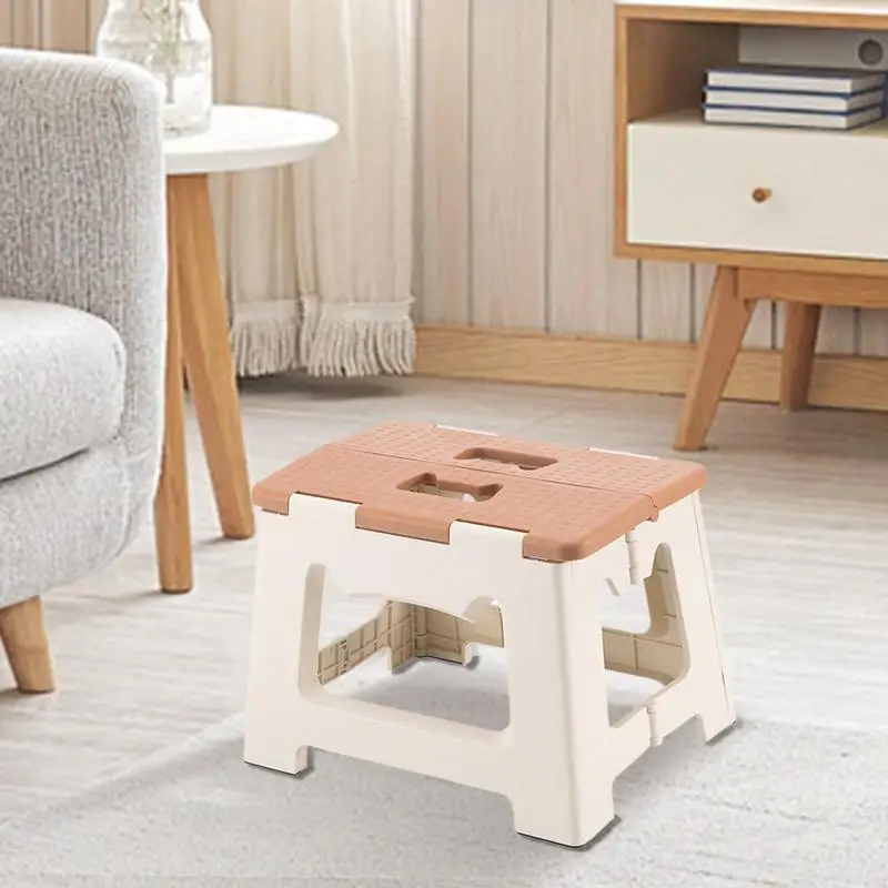 Folding Step Stool Non-Slip Surfaces With Handle Stool Sturdy Portable Ladder With Handle For Kids Bathroom Living Room Offices