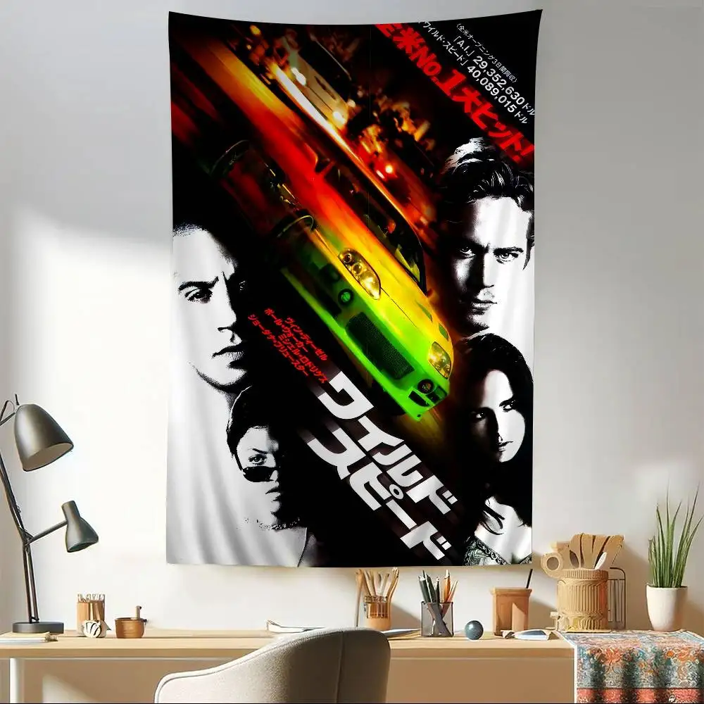 Fast and Furious Classic Vintage Anime Tapestry Hippie Flower Wall Carpets Dorm Decor Wall Hanging Home Decor