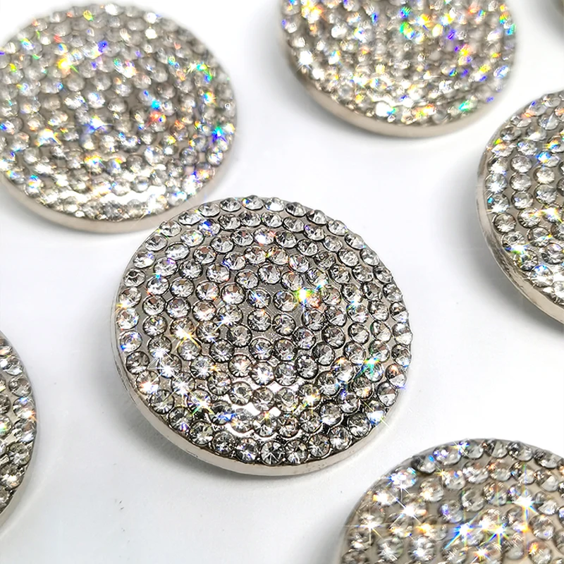 26/29MM Silver Gold Rhinestone Round Heart Large Metal Buttons Of Clothing Women Fashion Decor Button Sewing Apparel Accessories