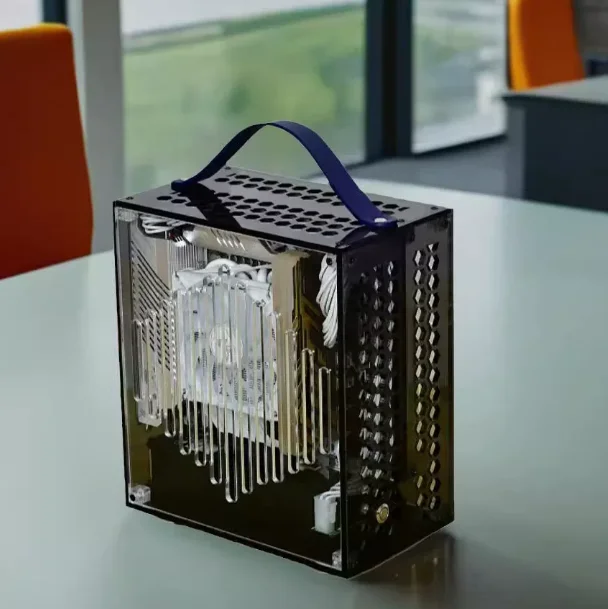 Mini Portable A4 Portable 1U Power Supply Mini Single Display Fully Transparent Side Transparent Small Main Case