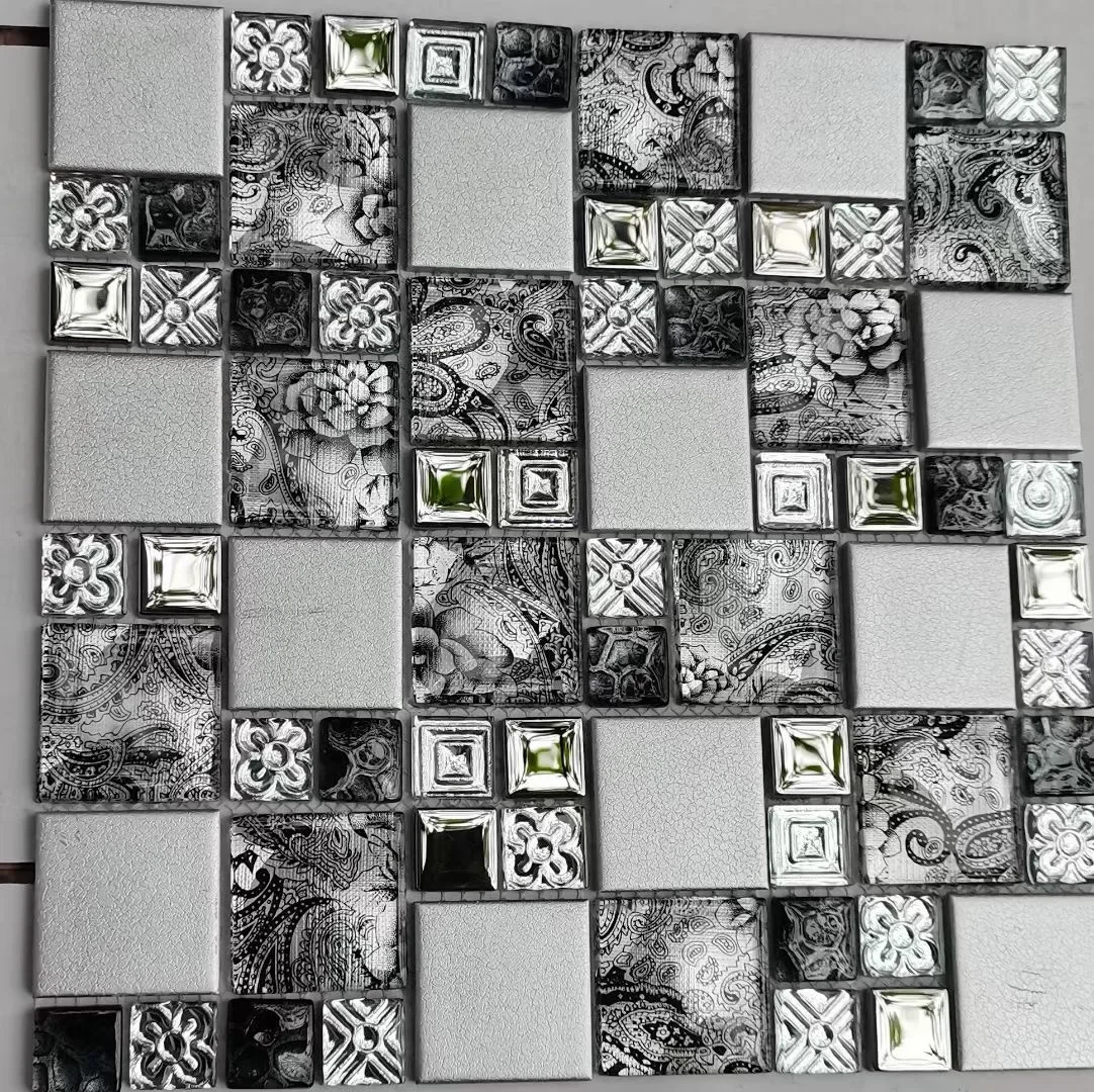 Azulejos de pared de mosaico de vidrio plateado con textura de cuero moderno, para chimenea, cocina, ducha, pared, azulejos de ladrillo, novedad de 2022