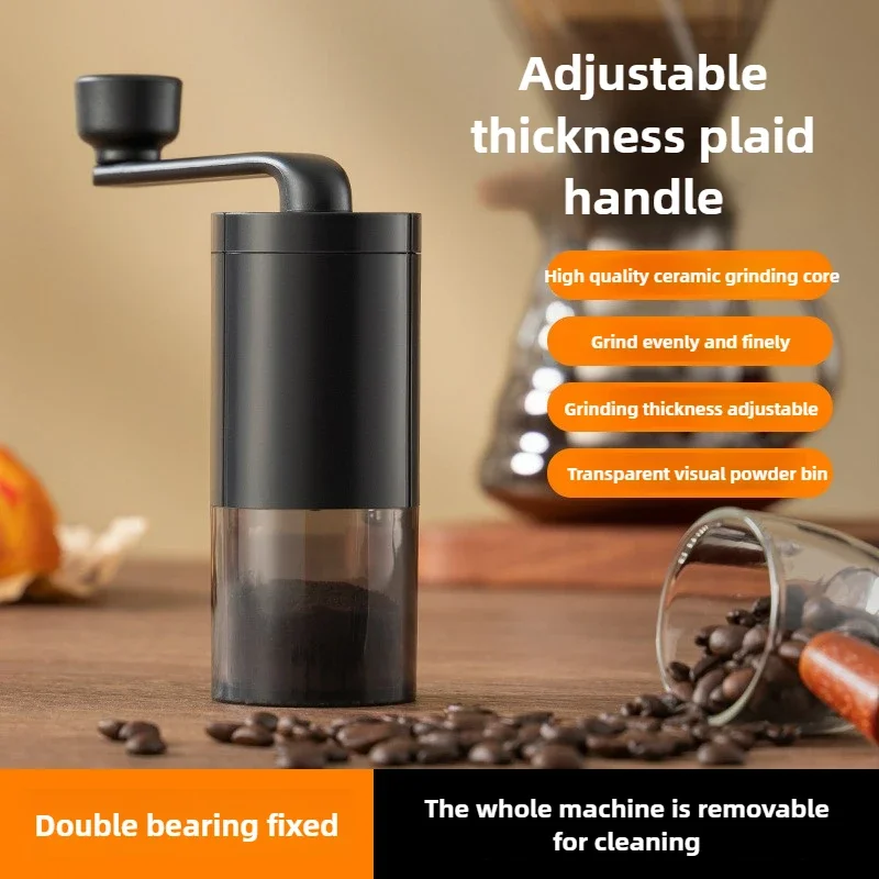 Molinillo de café con manivela, molinillo ajustable portátil para el hogar y al aire libre, utensilio de café con manivela para viaje, novedad de 2025