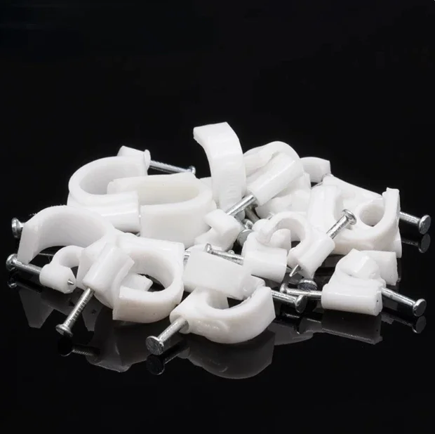 100Pcs U Shape Nail Clip Circle Cable Pipe Fixing Wall Hanging PVC Pipe Wall Clamp For 4-25mm Dia Wire Line Buckle Management