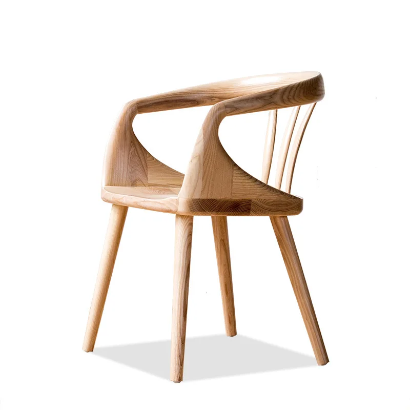 Silla de comedor de madera maciza de estilo nórdico, asiento de nogal, estilo japonés, ideal para cafetería y cafetería