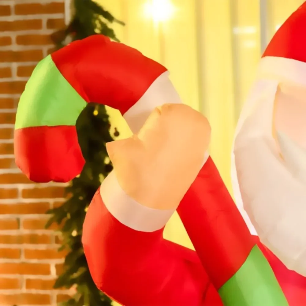 زينة عيد الميلاد: سانتا كلوز، قابلة للنفخ مع قصب كبيرة، وصناديق الحلوى والهدايا لسهولة تخزين أضواء LED البيضاء