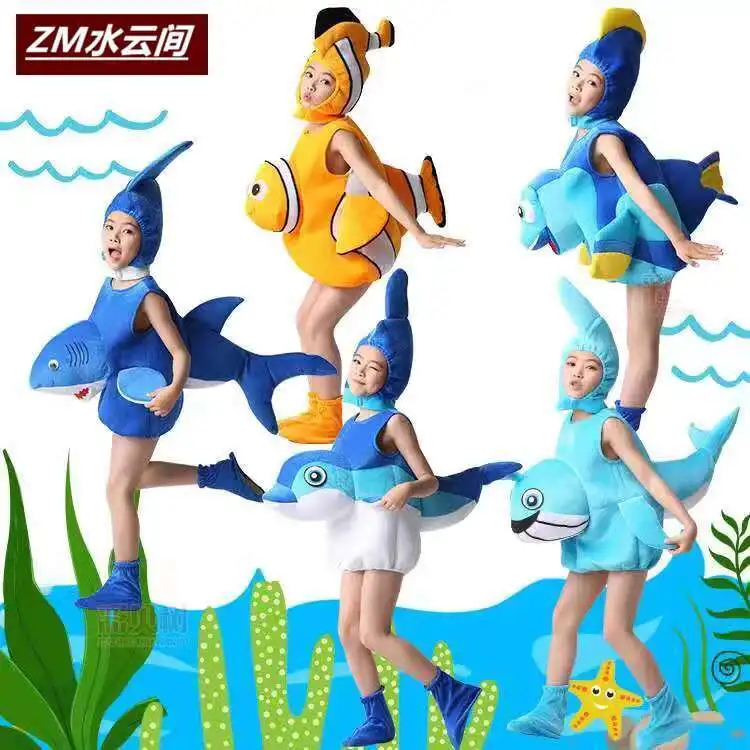 

Детский костюм океанского животного, 3D рыба-клоун, акула, кит, Хэллоуин, костюм для ролевых игр, Рождественская горячая распродажа