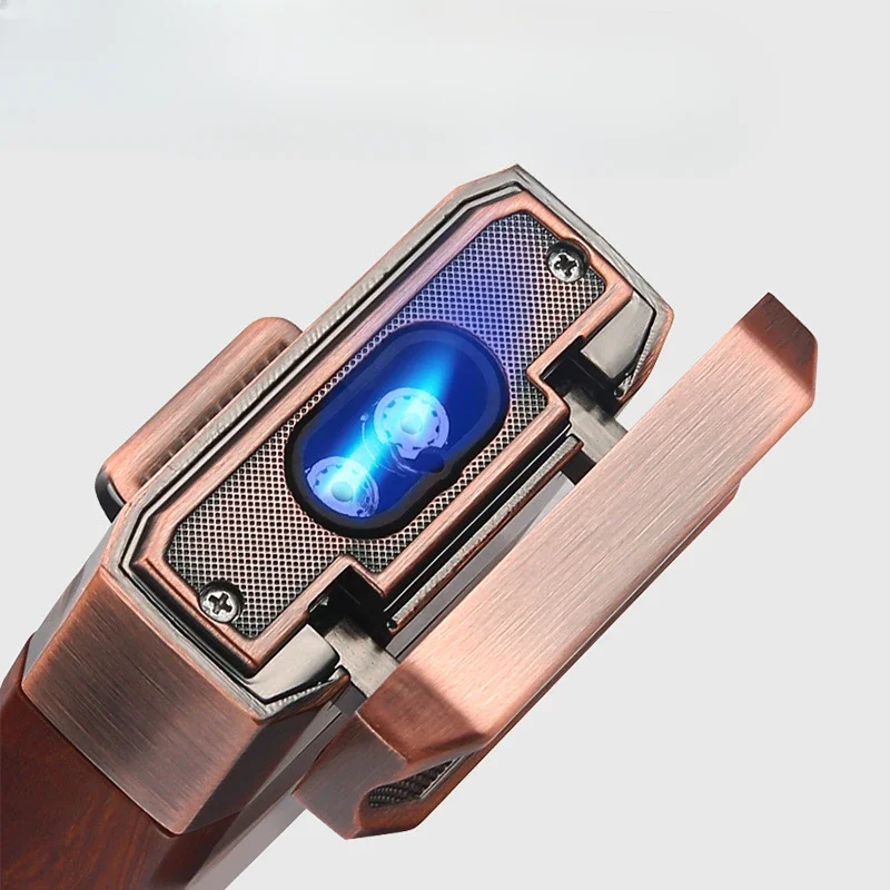 2024 Unique Cigar Lighter With V Cutter Cigar Holder Double Jet Flame Butane Refillable Torch Lighter Luxury Cigar Accessories