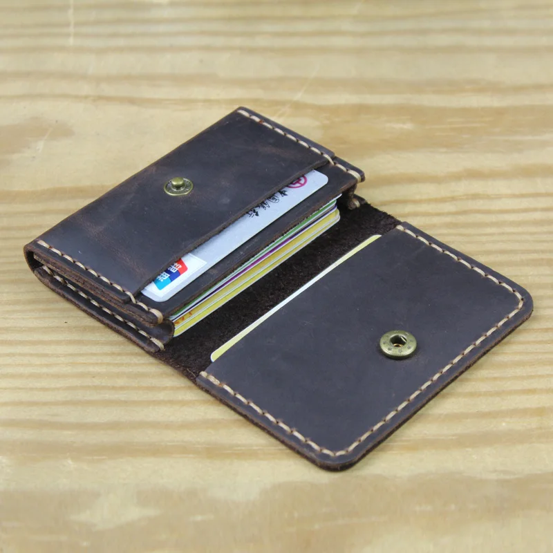 

Handmade Genuine Leather Card Wallet Holder Men small Purse Credit ID card Women Business case MC-412