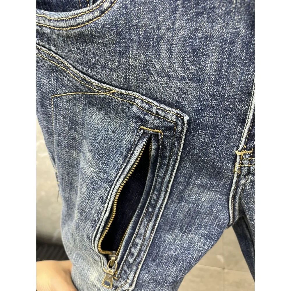 Fashion Designer Men Jeans Retro Stretch Slim Fit Painted Ripped Jeans Men Korean Style Vintage Casual Denim Pants cargo pants