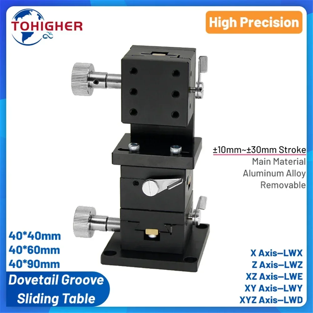 

X/XY/Z/XZ/XYZ Axis Dovetail Groove Fine Tuning Optical Displacement Platform Manual Slide Table Knob Adjust Slider Linear Guide