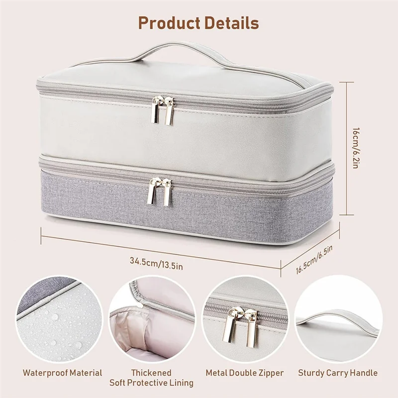 ABVO-Hair Dryer Travel Carrying Case Double Layer Storage Bag Organizer For Dyson Airwrap/Shark Flex Style Attachment view 6