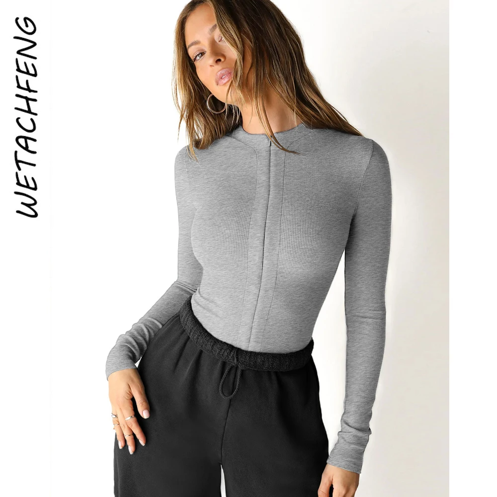 

Женские футболки, боди, одежда, сексуальная клубная однотонная молния с длинным рукавом, осень-зима, боди Mujer, модная уличная одежда, облегающая футболка