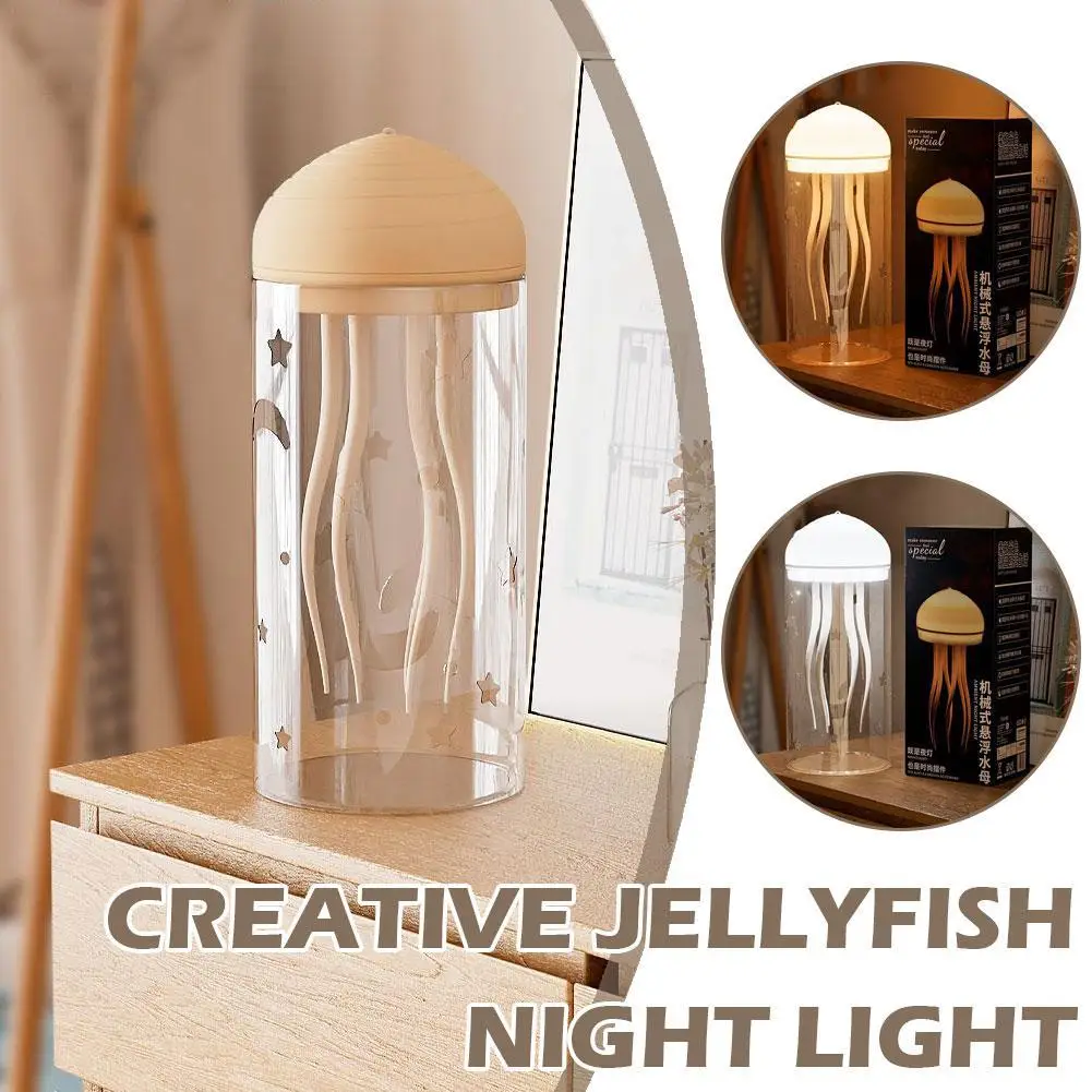 

LED Jellyfish Night Light Gradient Bedside Voice Control Rechargeable - Type-C Table Lamp Bedside Lamp With Touch Sensor