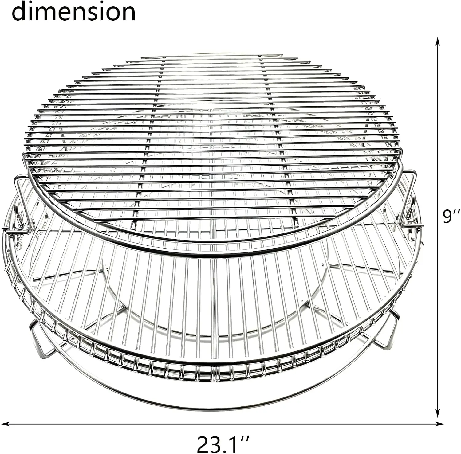 Multi-Level Stackable Cooking Grate System for XL Big Green Egg, Round Base Rack with Removable Cooking Expander Grid