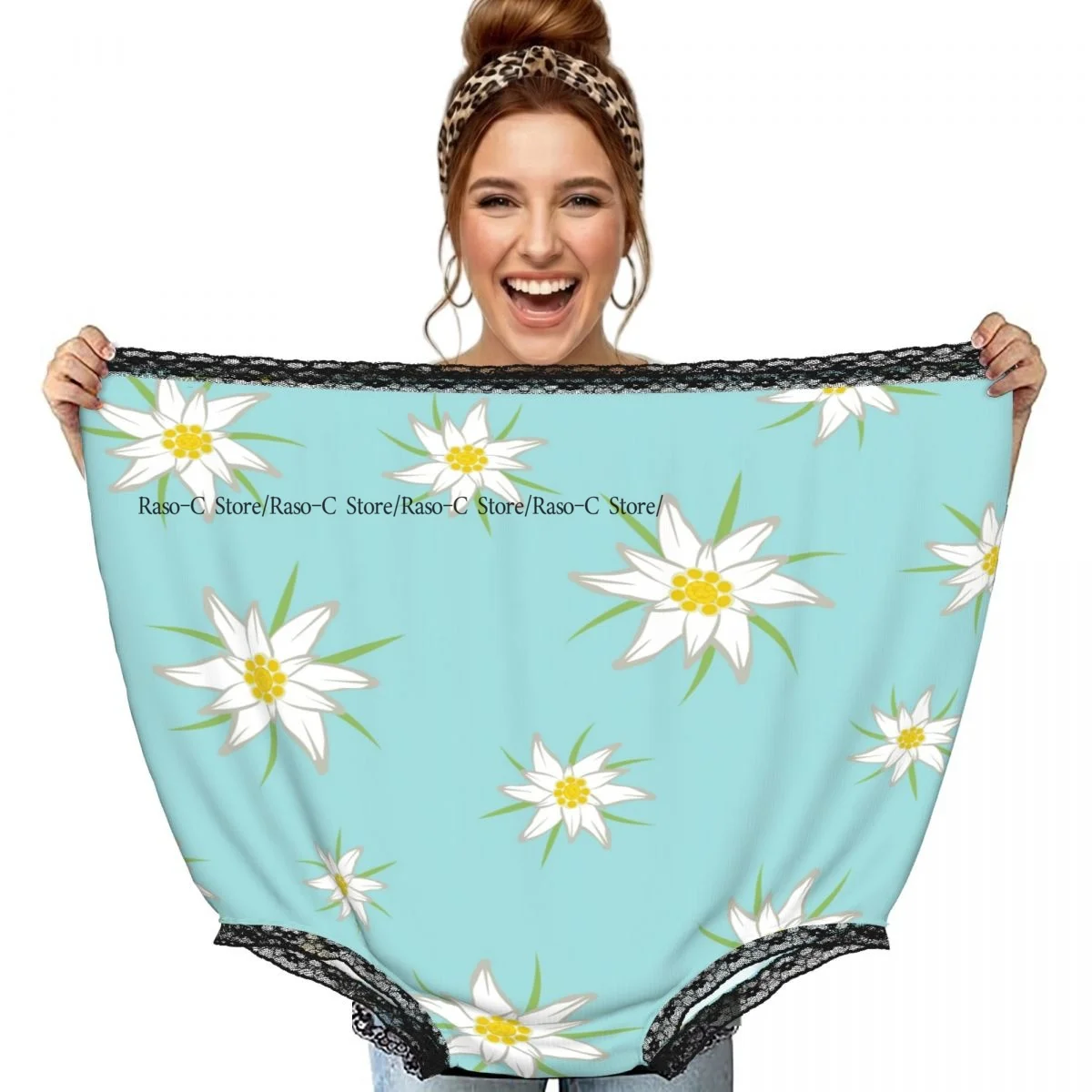 

Party Funny Trick Granny Underwear Humorous Daily Wear Edelweiss Flowers Panties