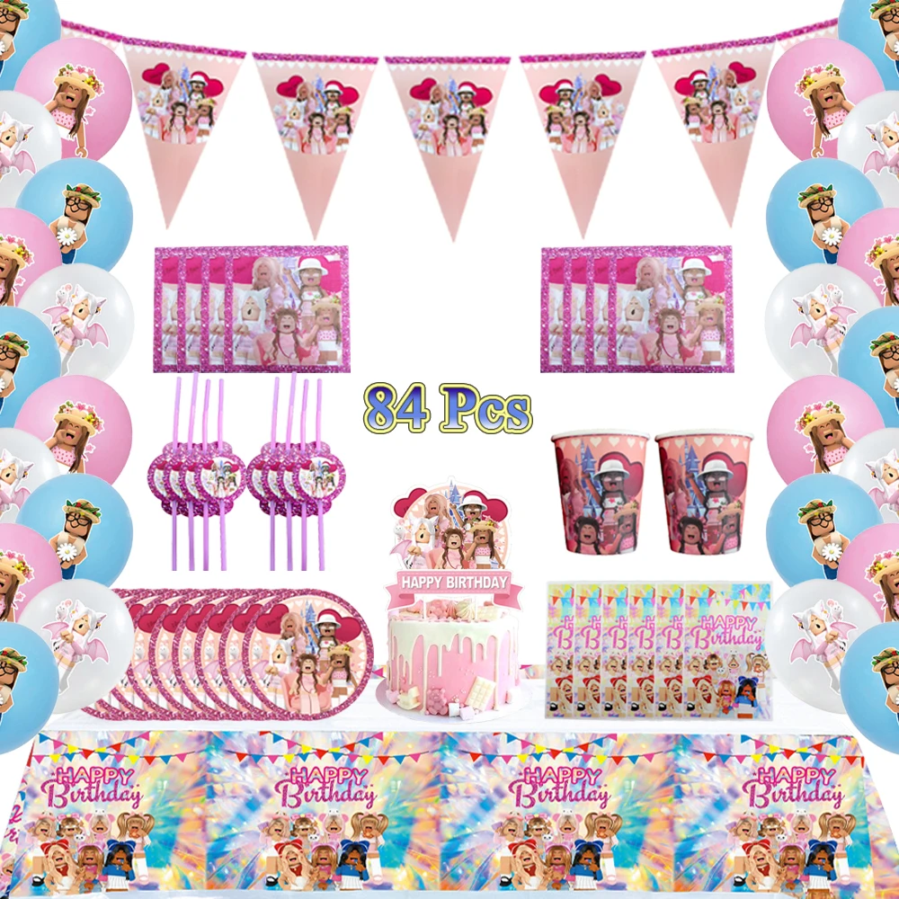 Roblox Themafeest Wegwerp Servies Roze Roblox Decoratie Servet Papieren Beker Bord Jongen Baby Shower Feestartikelen