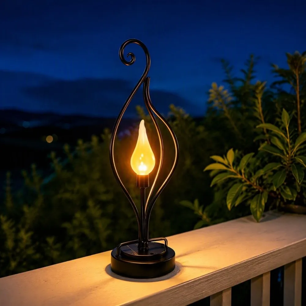 Sturdy Metal Housing Solar Flame Light Solar Powered Vivid Flame Effect Solar Powered Landscape Lamp Auto Sensing