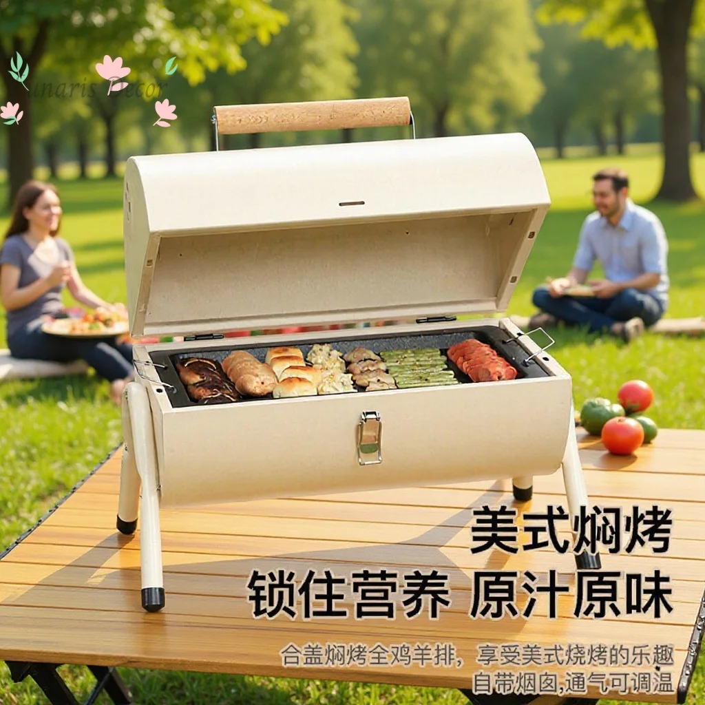 Double Sided Foldable Portable Mini Charcoal BBQ Grill Multifunctional Household Outdoor Barbecue Stove