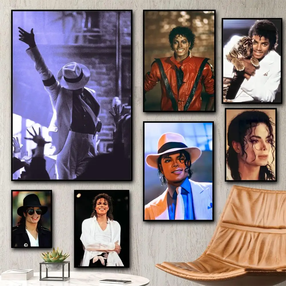 1pc M-Michael J-Jackson Print Painting Calligraphy HD Canvas Poster Living Room Bedroom Bar Aesthetic Decoration