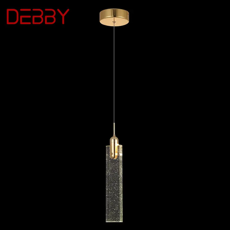 

DEBBY Morden Pendant Lamp Rectangular Shape Bubble Crystal For Dining Living Room Luxury Gold 3Light Chandelier