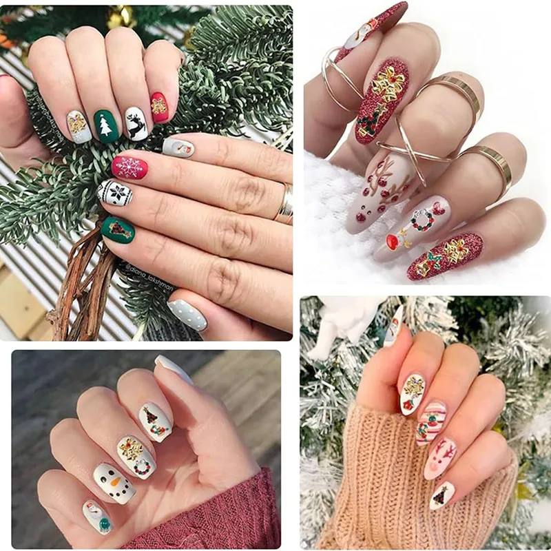 1 scatola albero di Natale fiocco di neve lusso nail art strass metallo 3D accessori per nail art pietre per decorazioni per unghie fai da te