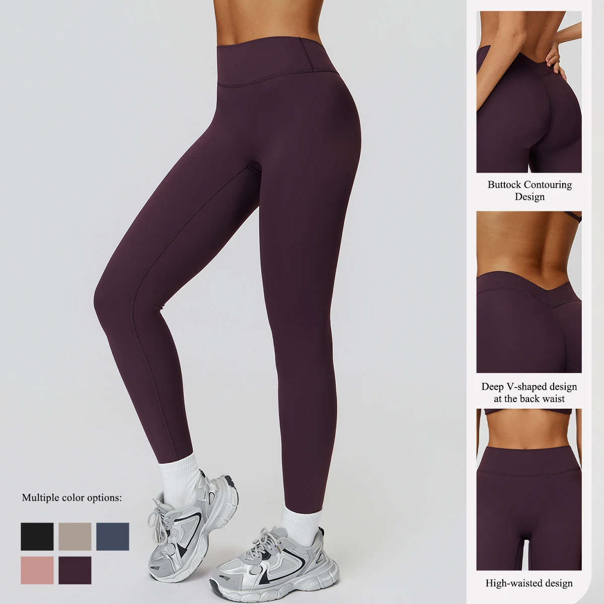 

Hearuisavy Yoga Pants Women Gym High-Waist V-Shaped Brushed-Finish Sporty Leggings Outdoor Cycling Running Fitness Pants Female