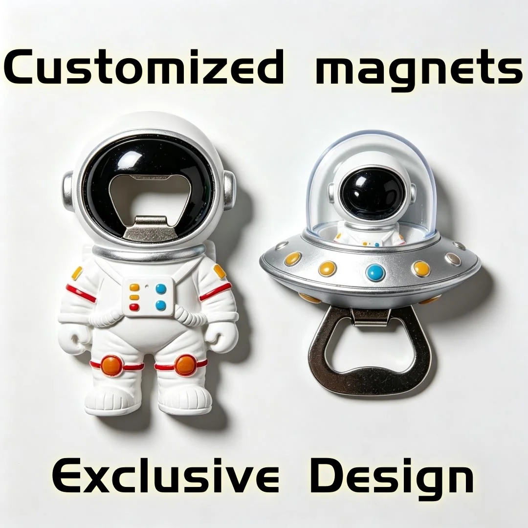 Custom Astronaut Fridge Magnet 2‑In‑1 Bottle Opener Creative Space Style Magnetic Ornament Home Kitchen Souvenir Gift