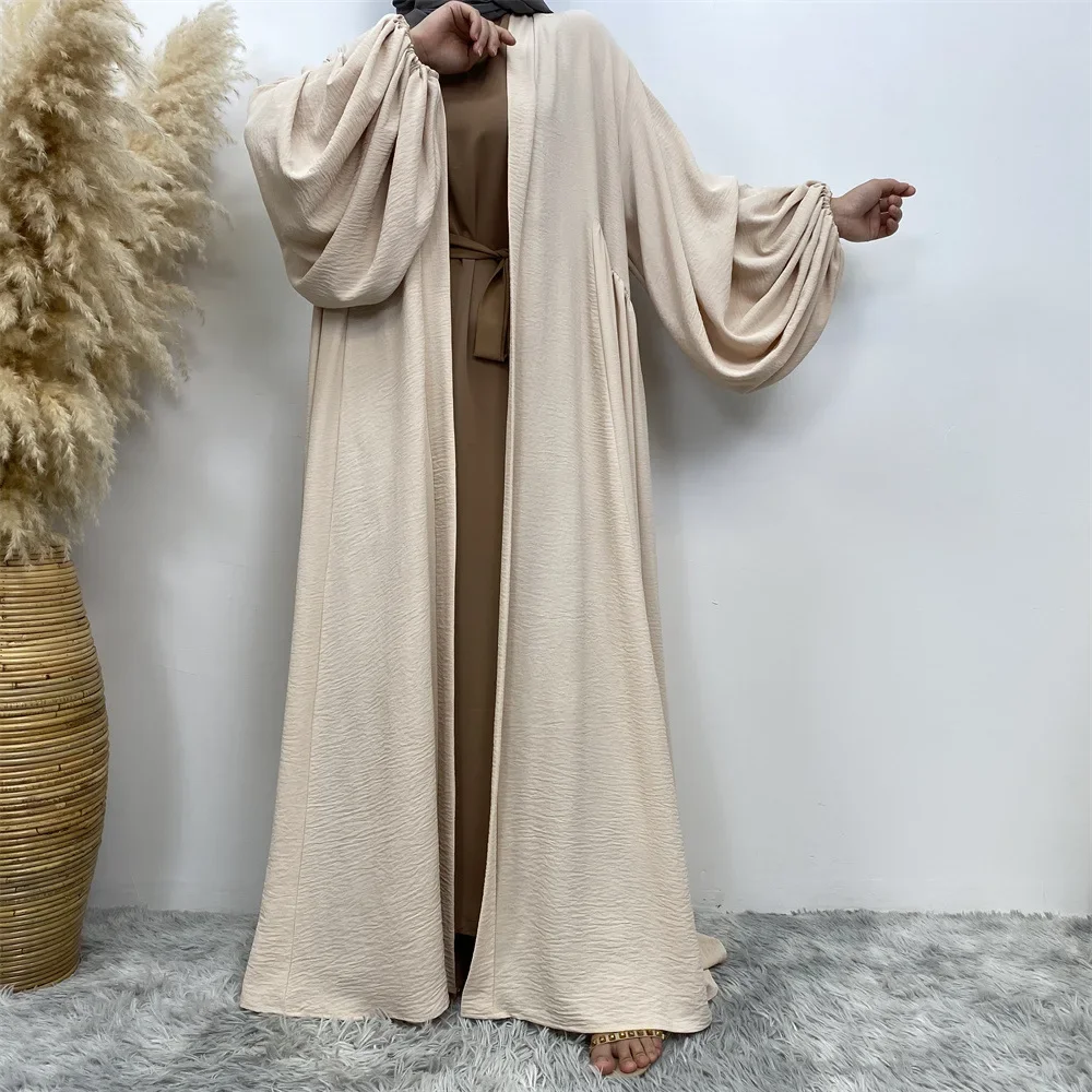 Polsini elastici Tasca con volant centrale Donna Musulmana Medio Oriente Dubai Cardigan Abito Abaya ampio
