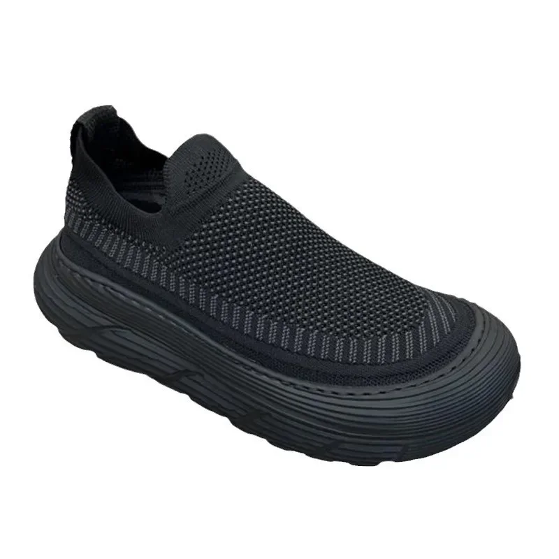 Man Sneakers Summer Black Flying Weaving Breathable Mesh Zapatos Hommes Casual Quick-dry Soft Sole Sport Shoes Outdoor image 5