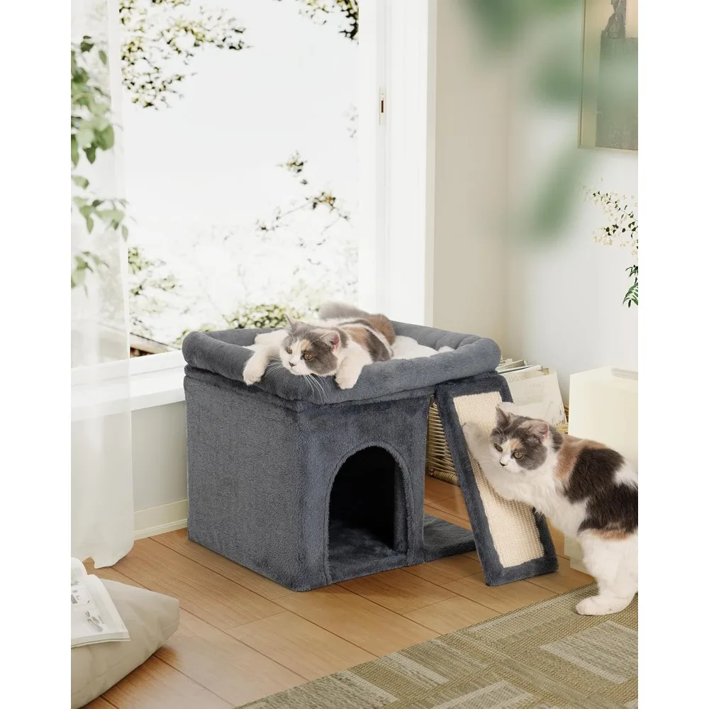 

14‘’ Cat Tree Tower with Scratching Post, 20 * 16.5in Perch Bed for Large Adult Cats, Condo Cave for Indoor Small Medium