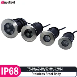 42MM 52MM 62MM 75MM 1W 3W 6W  12V-24V IP68 swimming pools lighting all stainless steel  LED underwater light