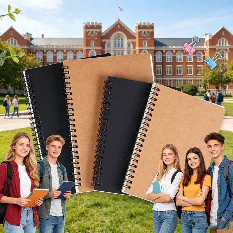 1Pc Retro Spiral Kraft Paper Notebook, Portable Sketchbook for Drawing, Graffiti, Diary Writing, School & Office Stationery