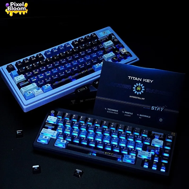 

Колпачки для клавиш Interstellar, 144 клавиши, профиль Nova, ПК, прозрачный PBT, сублимационная краска, полная раскладка, механическая клавиатура, колпачки для клавиш, подарок для геймера