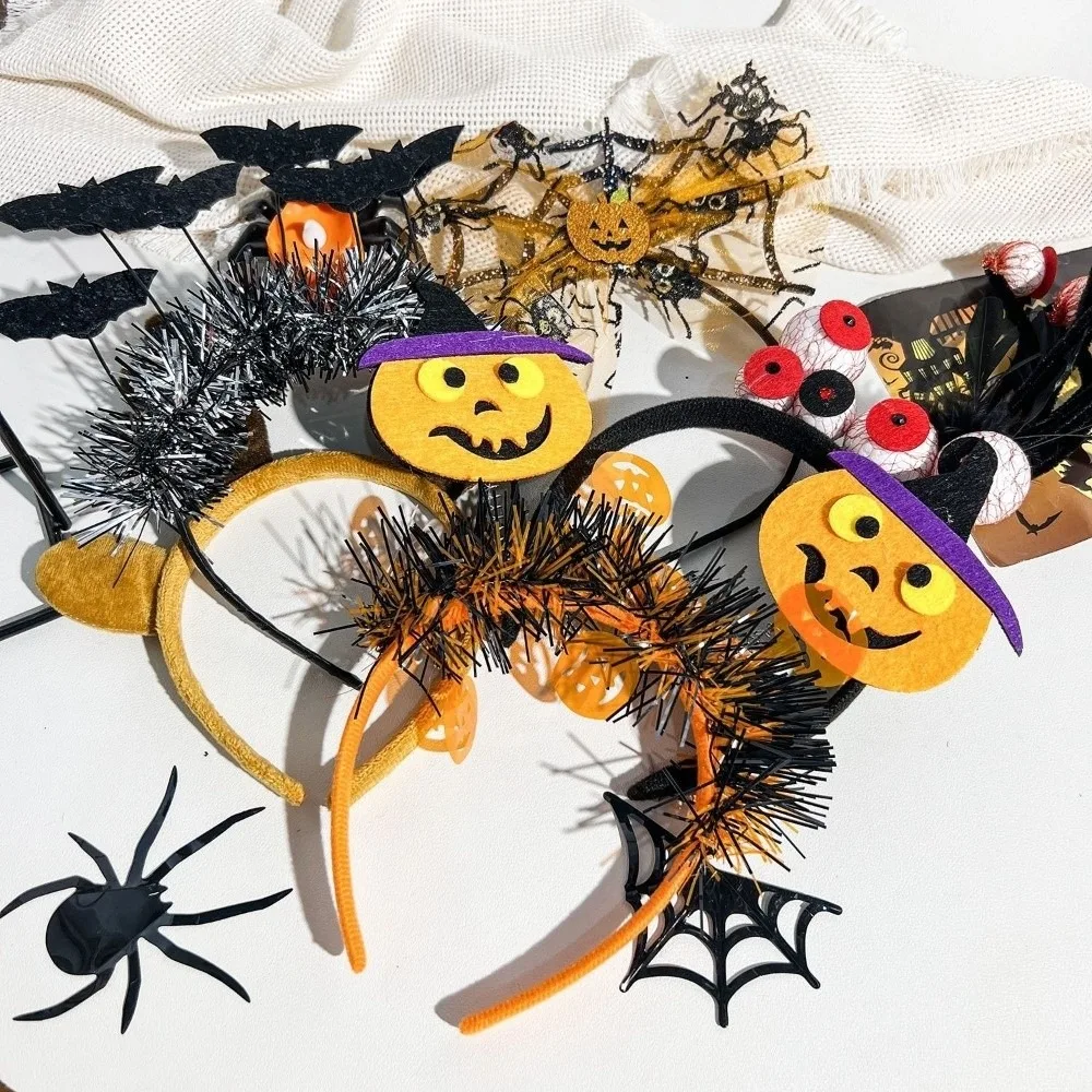 

Реквизит для выступлений Летучая мышь Хэллоуин Обруч для волос Тыква Призрак Паук Повязка на голову Сетка Полиэстер Фестиваль Аксессуары для волос Веселое украшение