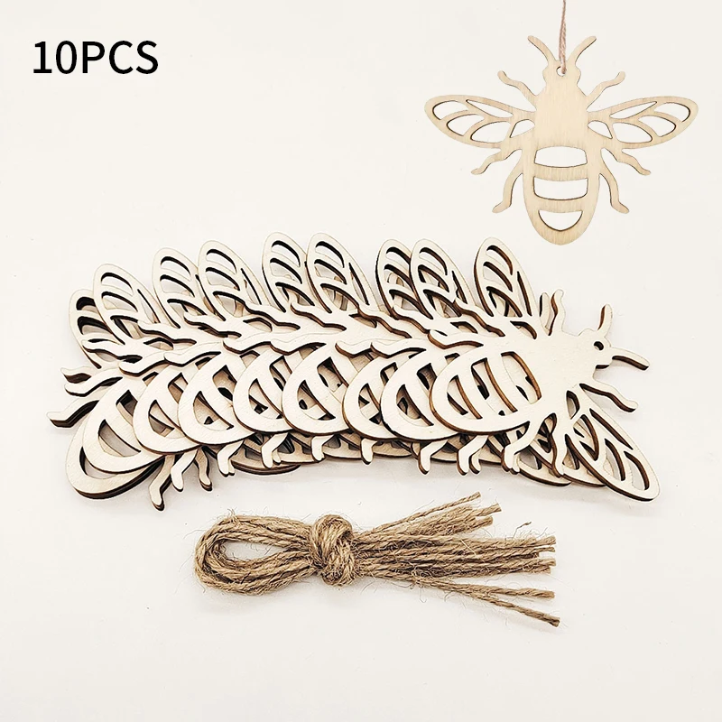 Yomdid 10 stücke hölzerne Bienen verzierungen Holz bienen verzierungen Konfetti baum dekoration unvollendete Bienen form ausschnitte diy Handwerks anhänger