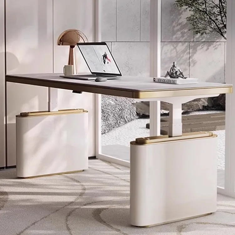 

Light Luxury Modern Electric Liftable Chairs High-end Designer Home Workbench Rock Slab Desk Integrated